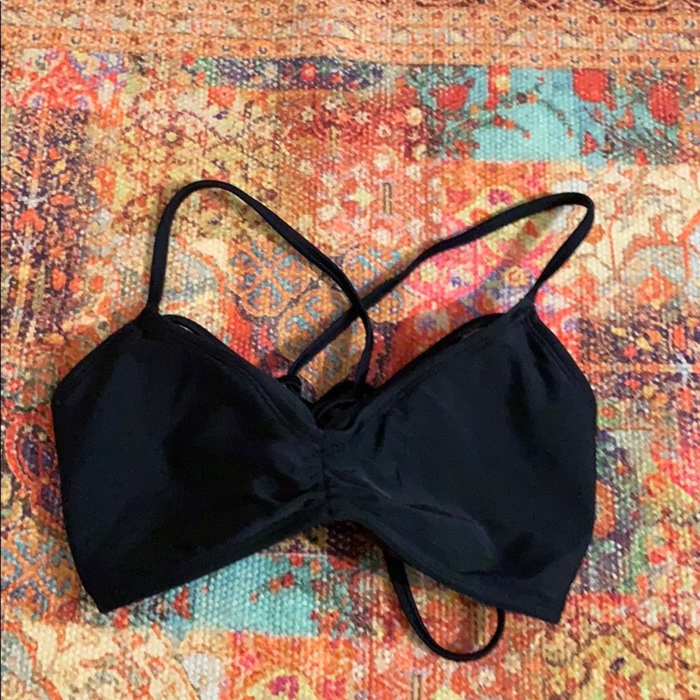 Black Bikini Top with Crossover Strappy Back